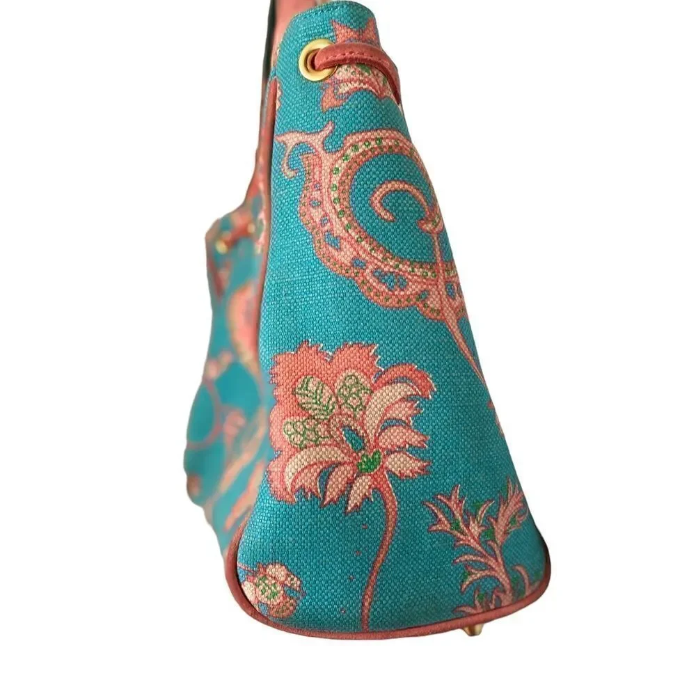 Buzz by Jane Fox Satchel Blue and Coral Paisley
